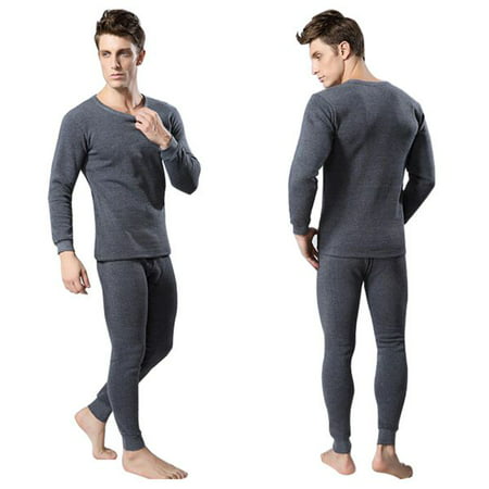 EFINNY 2Pcs Men Cotton Long Tops + Pants Thermal Underwear Set Winter Warm Thicken Clothes Set Plus Size