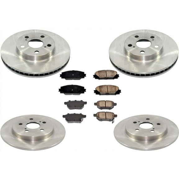 Front & Rear Rear Disc Brake Rotors & Ceramic Brake Pads for 10-15 Prius