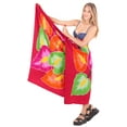 thumbnail image 4 of HAPPY BAY Women's Beachwear Summer Beach Wrap Bikini Wraps Sarong Coverups Skirt Bathing suit Swimsuit Swimwear Swim Cover up for Women One Size Red, Tropical, 4 of 4