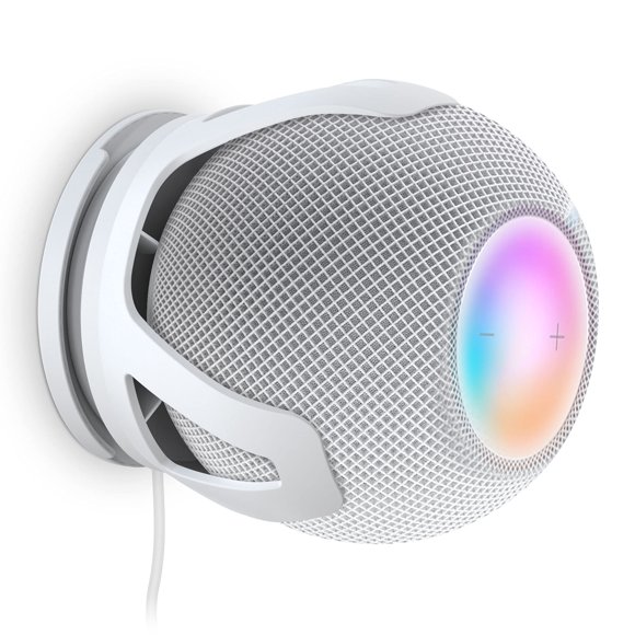 PlusAcc para HomePod Mini soporte de pared – Soporte compatible con Homepod Mini sin sonido silenciado con gestión de cables Accesorios de ahorro de espacio para Home Pod Mini (blanco)