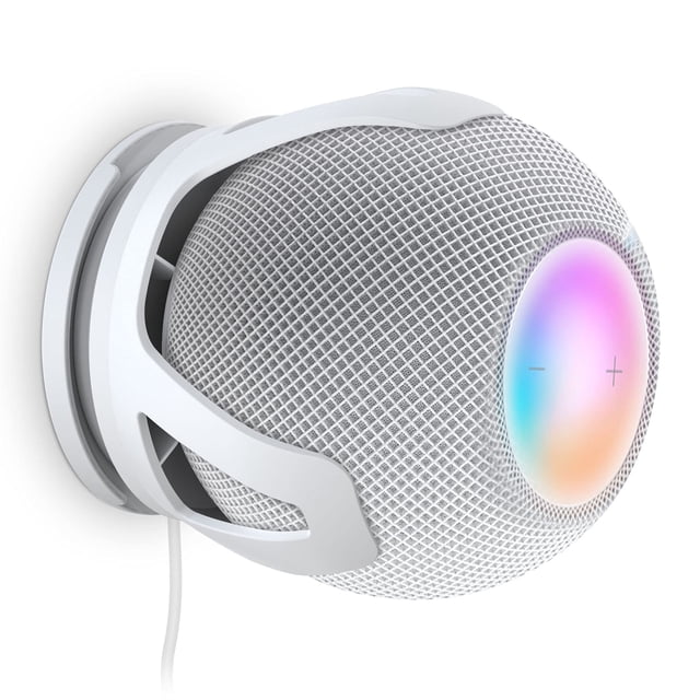 PlusAcc para HomePod Mini soporte de pared – Soporte compatible con Homepod Mini sin sonido silenciado con gestión de cables Accesorios de ahorro de espacio para Home Pod Mini (blanco)