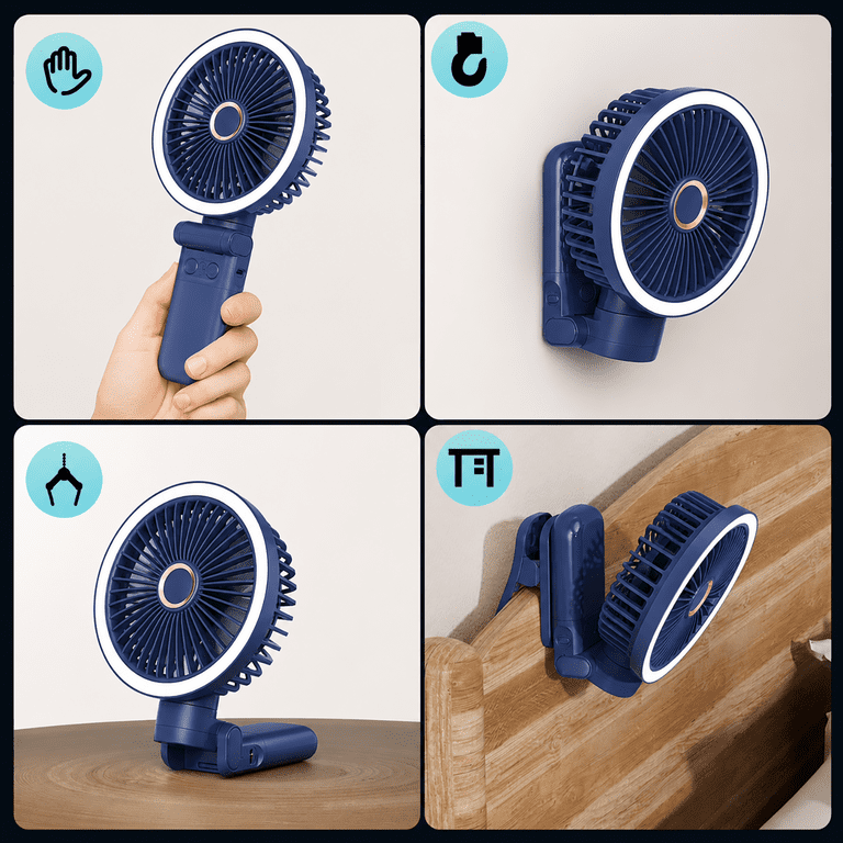 Amybaby 9000mAh Oscillating Desk Fan, 4 Speeds, LED photo 4