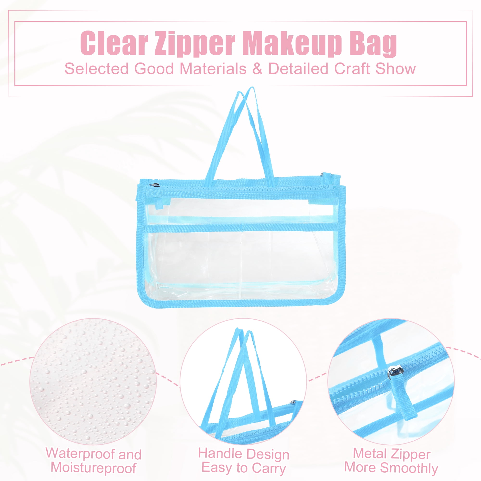 Unique Bargains 1Pc Clear Waterproof Polyvinyl Chloride Toiletry Bag Waterproof Blue