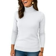 thumbnail image 4 of Hearthz Ribbed White Women's Turtleneck Sweater Mock Neck Long Sleeve Shirt for Women Knit Basic Spring Winter Sweatshirts for Women, 4 of 4