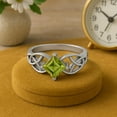 thumbnail image 4 of Mooneye 5mm Square Shape Peridot 925 Silver Gold Vermeil Celtic Women Engagement Ring, 4 of 7