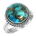 thumbnail image 1 of 925 Silver Ring For Women - Men Copper Blue Turquoise Stone Silver Ring Size 8.5 December Birthstone Elegant Silver Ring Size 8.5 Gift For Women On Mothers' Day 925 Gemstone Silver Jewelry, 1 of 6