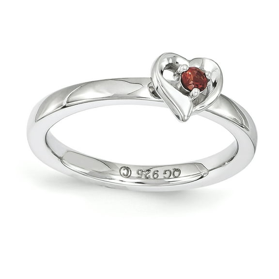 Garnet Sterling Silver Heart Ring