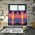 thumbnail image 4 of Yayeee Kitchen Curtains Tier Pair Light Filtering 27"x24" Rod Pocket Short Cafe Window Panel, Palm Tree Sunset Pattern, 4 of 7