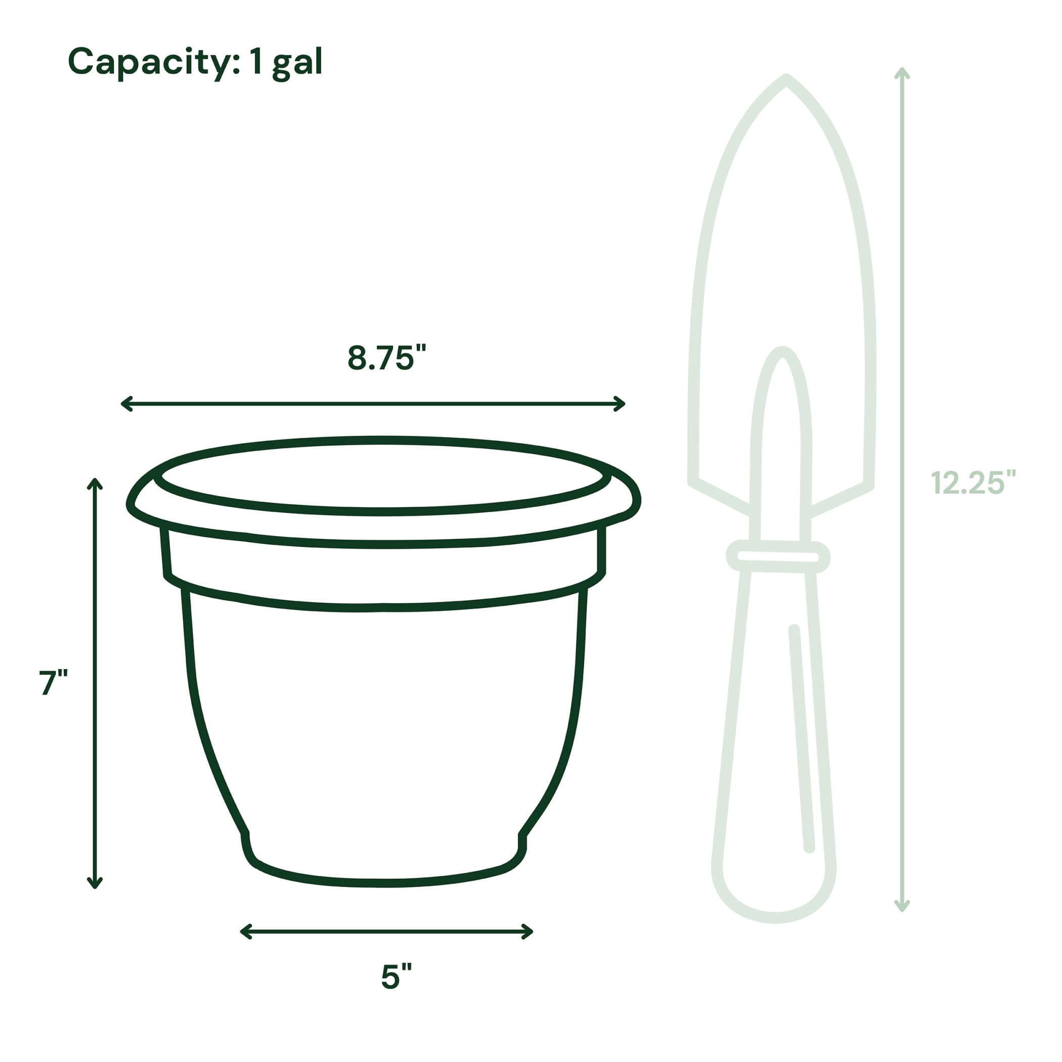 Bloem Ariana 8" Basil Round Self-Watering Resin Planter Pot - Rolled Rim Indoor and Outdoor Gardening Planter