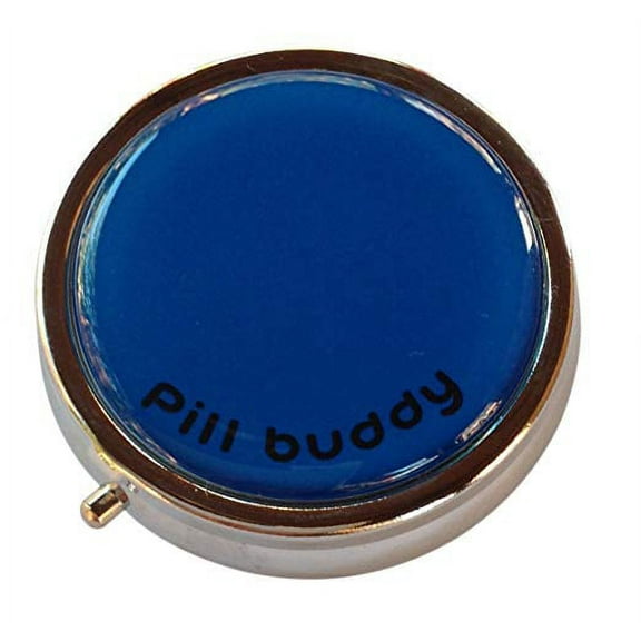 Blue Pill Buddy Three Section Metal Pocket/Purse/Travel Pill Box Case