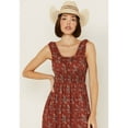 thumbnail image 3 of Rock & Roll Denim Women's And Sleeveless Floral Print Midi Dress Chocolate Medium  US, 3 of 4