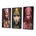 thumbnail image 3 of Designart "Graceful Exquisiteness Portrait of a Boho Queen I" Boho Woman Framed Wall Art Set Of 3 - Pink Woman Boho Frame Gallery Wall Set For Home Decor, 3 of 6