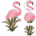 thumbnail image 4 of 6pcs 3 Styles Green Coconut Tree Iron on Patches and 1 Pair Flamingo Bird Embroidered Applique Sew On Patches for DIY Jeans Jackets Clothing Bags Caps Arts Craft Decoration, 4 of 7