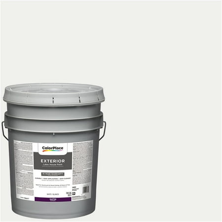 ColorPlace Exterior Paint, White, Satin Finish, 5 Gallon