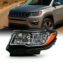 AKKON - Fits 2017-2021 Jeep Compass Halogen OE Style Headlights - Driver Left Black Housing Replacement
