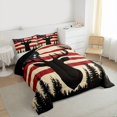 thumbnail image 3 of Homewish Safari Deer Silhouette Bedding Comforter Set,American Flage Pattern Twin Comforter Sets,Red Beige Black Bedding Set For Boys Teens,Super Cozy Room Decor Reversible,2 Pieces, 3 of 8