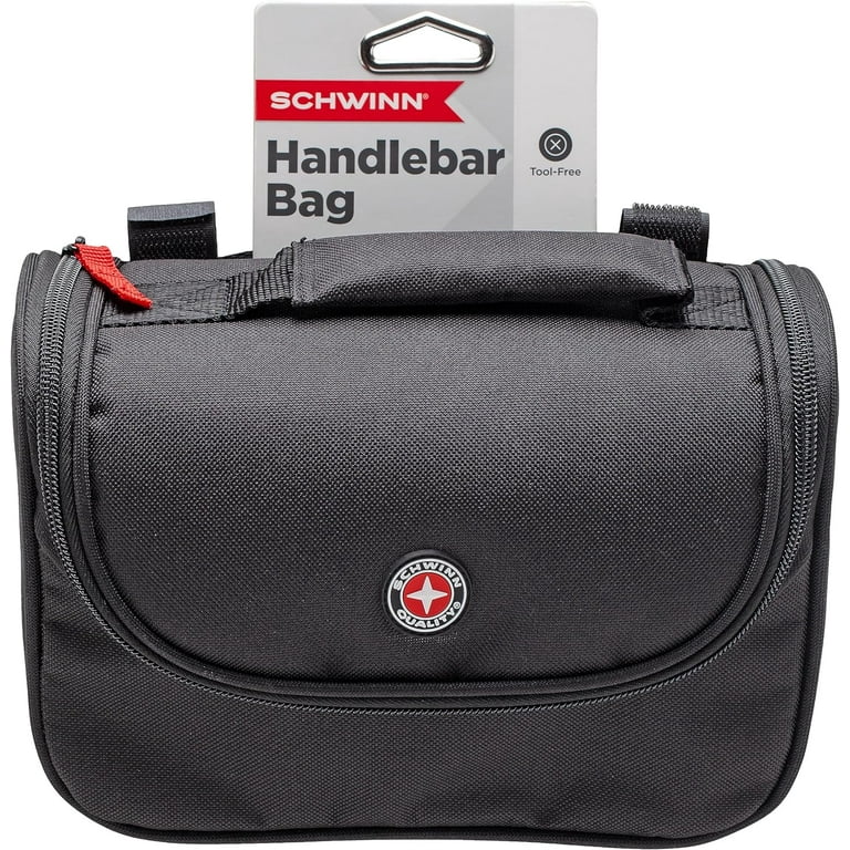 Schwinn Bike Handlebar Bag Easy to Install Bicycle Front Bag Mounted Accessories Waterproof and Zippered Black