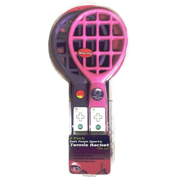 Wii Sports 2 Pack Pink & Purple Soft Foam Tennis Racket (Compatible with Motion Plus