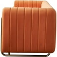 thumbnail image 5 of kevinplus 84.2'' Velvet Chesterfield Sofa Couch for Living Room, Modern Luxury 3-Seat Upholstered Sofa Couch for Apartment Bedroom Dorm Office, Strong Gold Metal Legs (Channel Backrest, Orange), 5 of 15