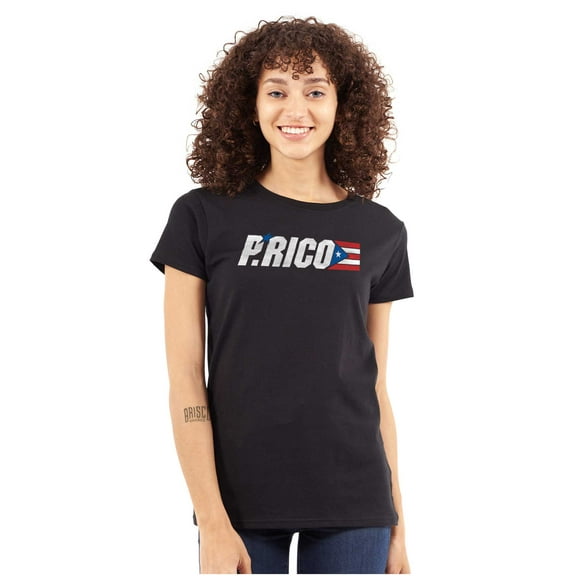 Puerto Rican Country Flag Se Levanta Womens Slim Fit Graphic Tee Brisco Brands S