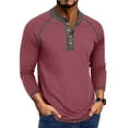 thumbnail image 2 of Timoontee Men's Henley Shirts Fall Winter Trendy Casual Tops Long Sleeve Quarter Button Pullover Blouses Loose Solid Workout Tops Wine XL, 2 of 7