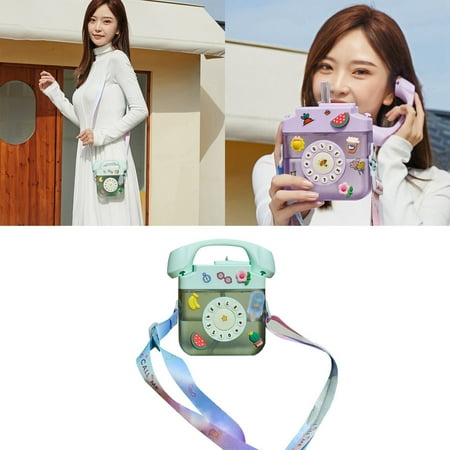 

400ML Creative Retro Phone Shaped Water Bottle With Adjustable Shoulder Strap Leak Proof Drinking Water Bottle Stainless Steel Baking Pizza Pan Tray