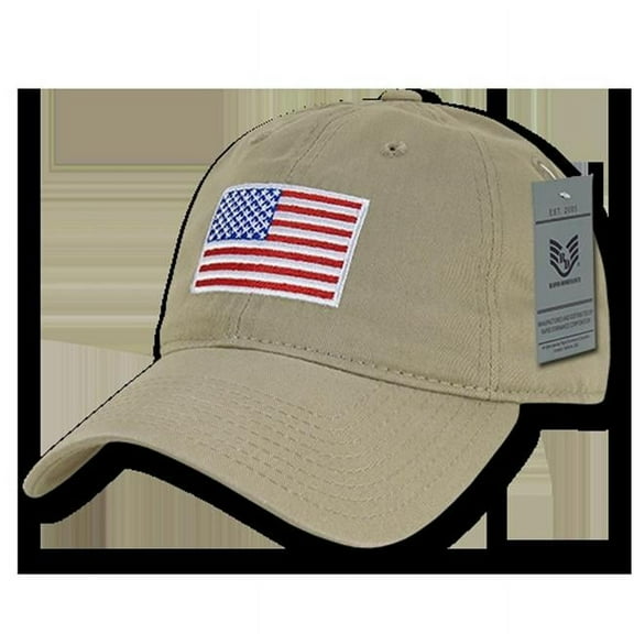 Rapid Dominance A03-USA-KHA Relaxed Graphic Cap - Original USA Flag, Khaki