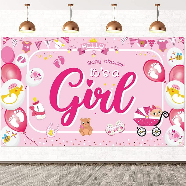 It's a Girl Banner for Girl Baby Shower Indoor Wall Backdrop Decoration ...