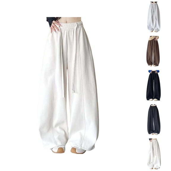 Baggy Barrel Sweatpants for Women 2026 Trendy Elastic Waist Wide Leg Casual Loose Lantern Trouser Pants