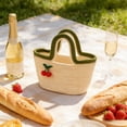 thumbnail image 4 of Bolso De Algodón Bolso de mano grande de algodón tejido con cerezas,ideal para la playa,para el día a día y para viajar (beige,1 unidad). Rkxzt, 4 of 8