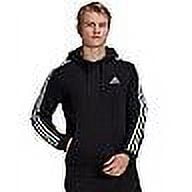 Adidas Men's Standard Essentials Fleece 3-Stripes Hoodie, Black/White, Medium
