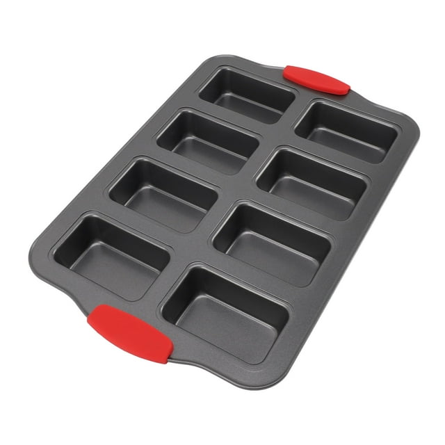 Pan 8 Cavity Mini Loaf Pan Carbon Steel Non Stick Rectangular Mini Bread Baking Pan With Silicone Handle For Brownie Cheesecake