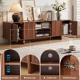 thumbnail image 6 of Weselon 70" Curved Edge TV Stand for TVs up to 75", Mid-Century Modern Entertainment Center with Sliding Doors, Walnut Media Console Storage Cabinet, 6 of 13