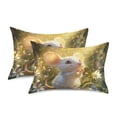 thumbnail image 2 of Haosy Satin Pillowcase for Hair and Skin Standard Cooling Silk Pillow Case with Envelope Closure Cute Mouse Stands in Garden 20"x26", 2 of 9