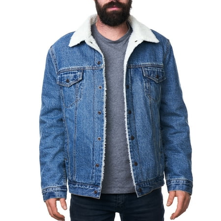 Alpine Swiss Mens Sherpa Lined Denim Jacket Classic Button Up Jean Trucker Coat