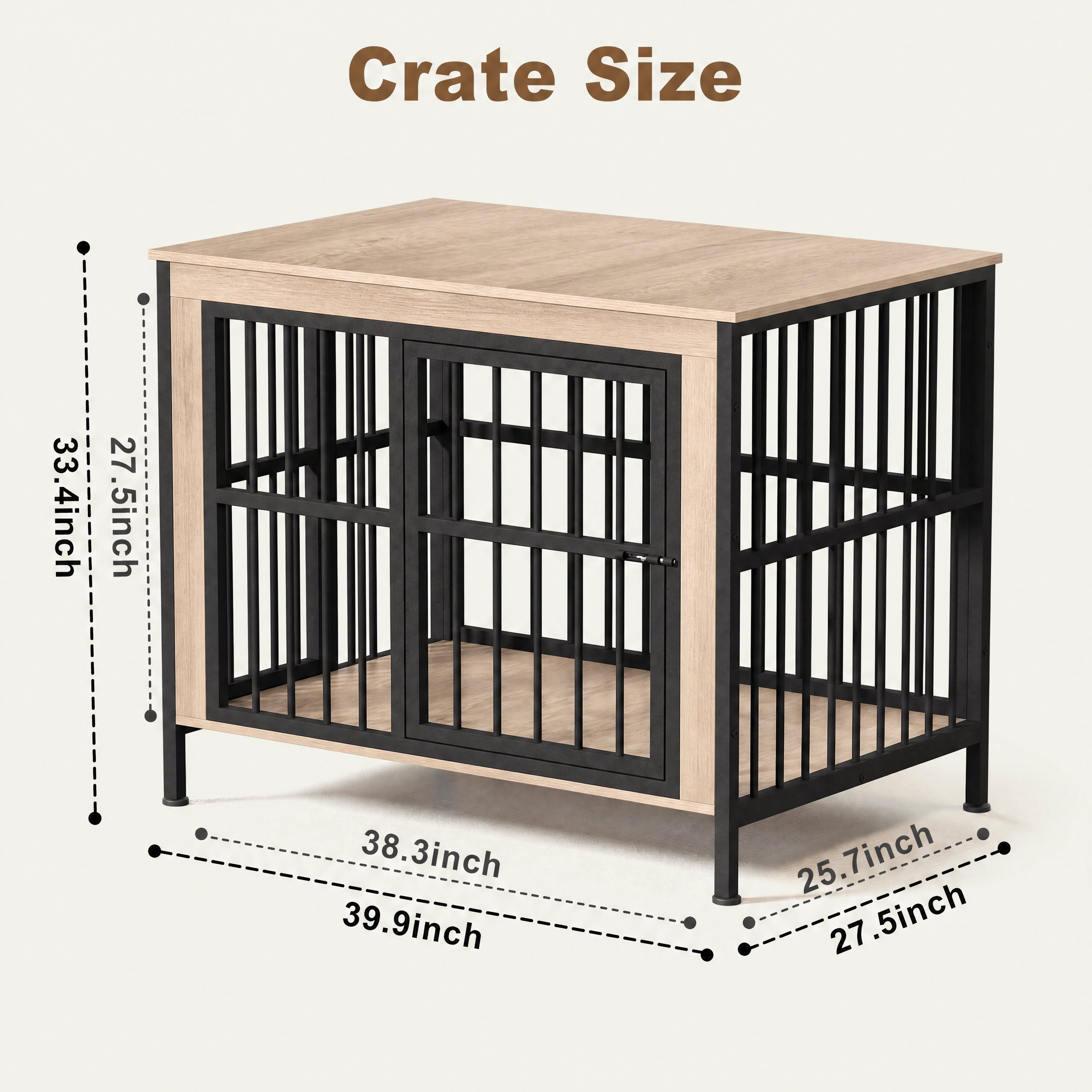 TIME RAY 39 Inch Dog Crate Furniture for Large Dog,Wood Dog Kennel Furniture Indoor with Removable Divider,Dog Cage Furniture as TV Stand,White