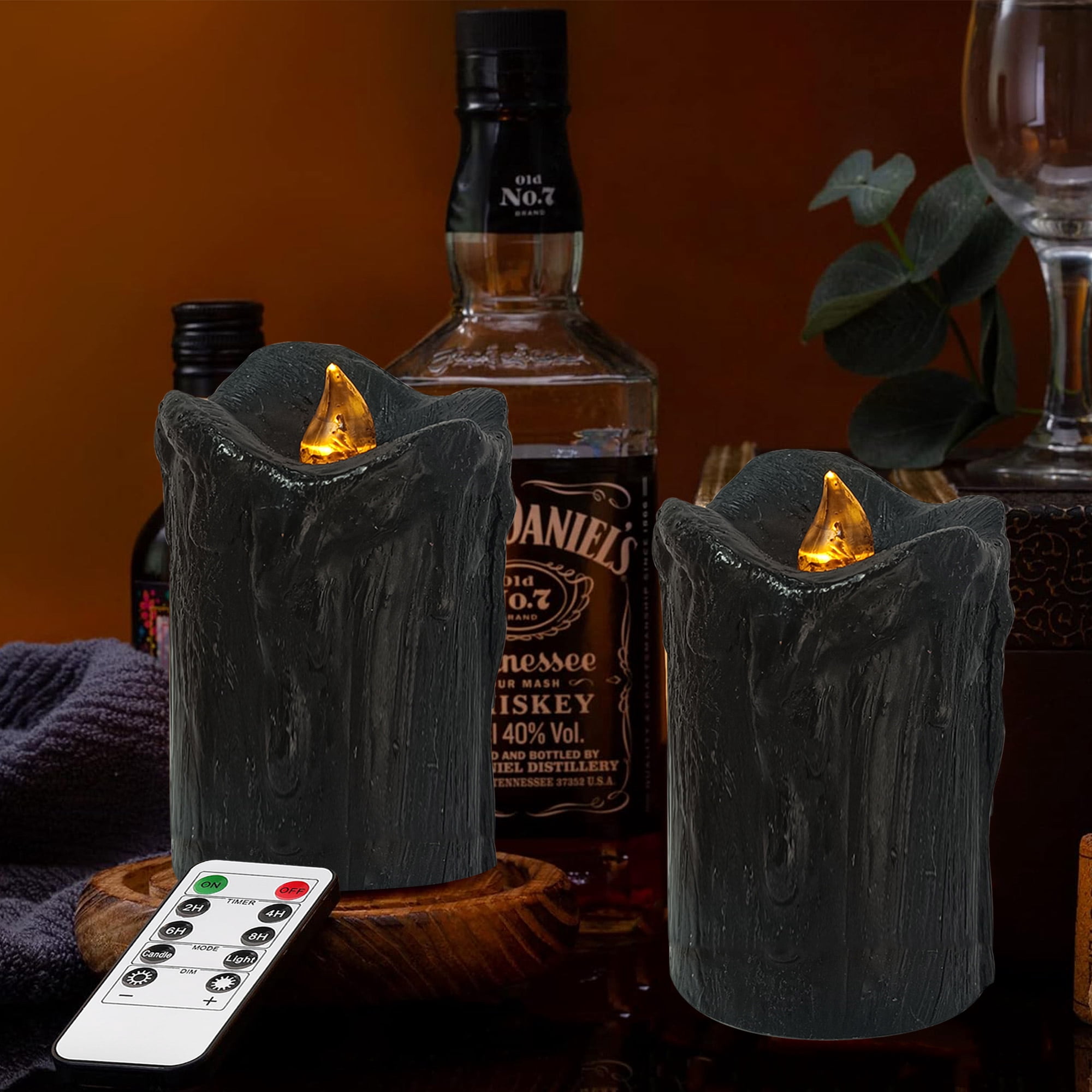 FCMSHAMD Flickering Flameless Candles with Remote Timer, 2.3" 3" 4" Realistic 3D Flame with Real Wax Pillar LED Candles,Battery Operated Candles for Wedding Home Decoration, Christmas,3 Pack