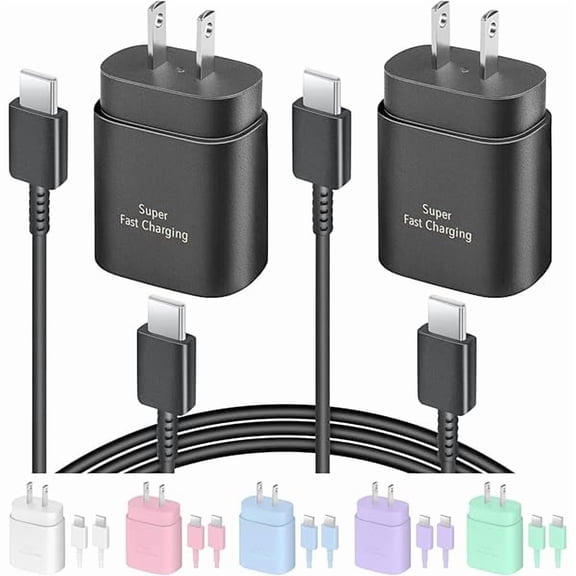 Quyaojz for USB C Charger, 2 Pack 25W Type C Charger Fast Charging with USBC Chargers Cable 6 FT Android Phone Charge Compatible With Galaxy S25/ /S24/S23+/S22/S21/S20/Phone 17 16 15 Pro Max 16 15 -