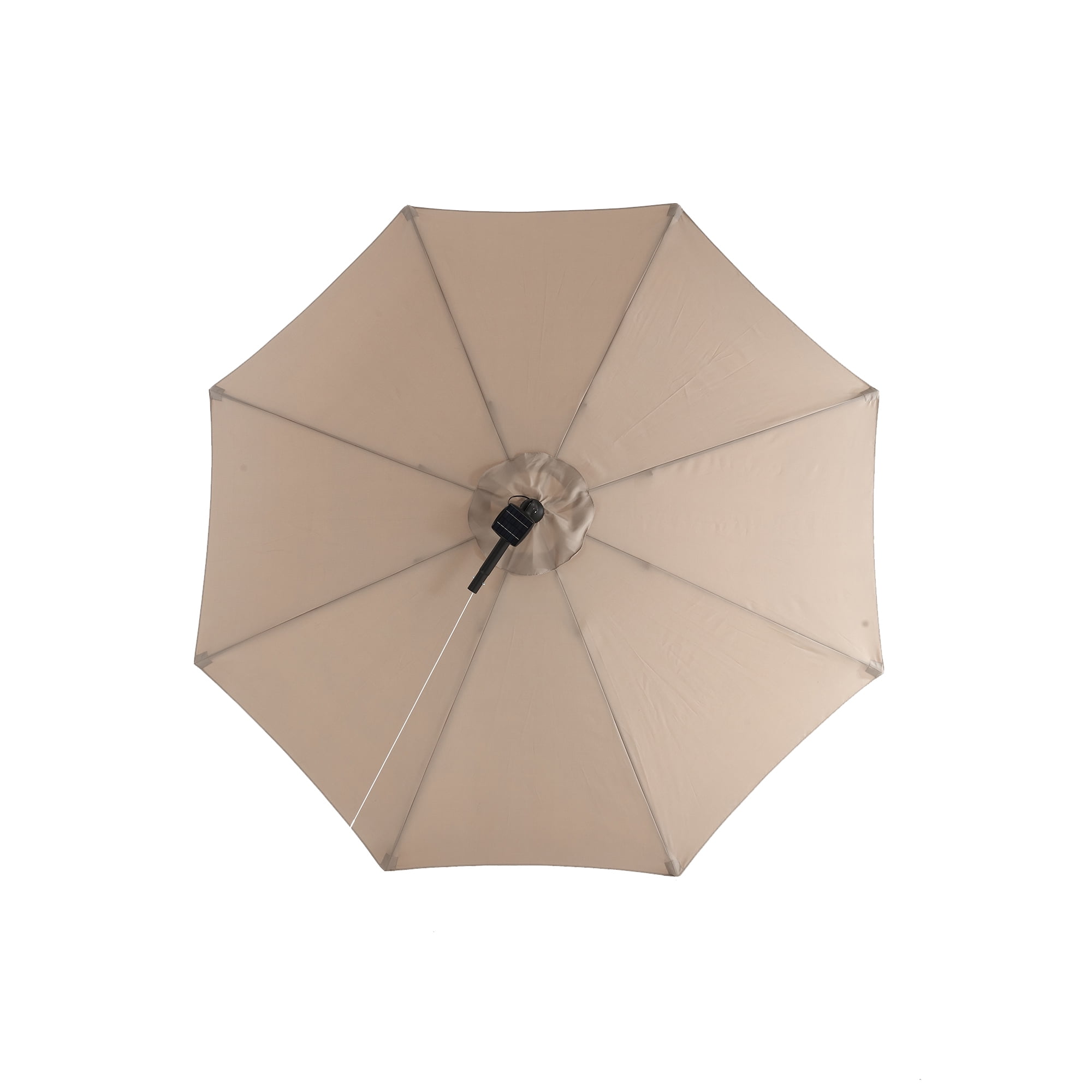 Leumius 10ft Solar LED Patio Umbrella, Offset Cantilever Outdoor Umbrella with 40 LED Lights, Infinite Tilt, 360 Degree Rotation, Crank Handle for Pool Deck Garden Backyard,Khaki(No Base)