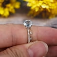thumbnail image 5 of Art Deco 1.50 Carat Round Cut Natural Blue Aquamarine Ring Set Engagement Ring on 10k White Gold, 5 of 5