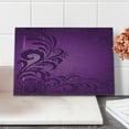 thumbnail image 2 of Purple Cutting Board, Spiral Floral Branch Leaves on the Vertical Border Retro Style Abstract Design, Decorative Tempered Glass Cutting and Serving Board, Small Size, Purple Plum, by Ambesonne, 2 of 5