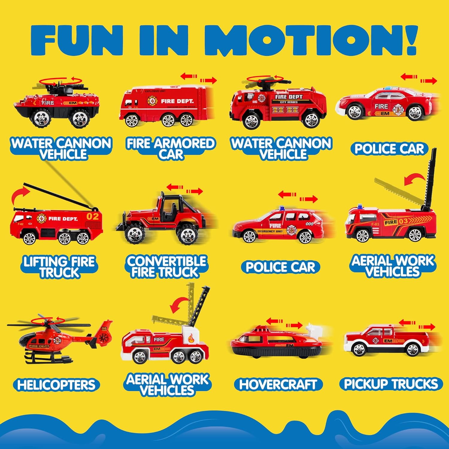 Joyfy 25 in 1 Die-cast Fire Truck Big Toys, Car Transporter Storage Truck with Sounds and Lights, Christmas and Birthday Gifts for Toddlers Kids Boys & Girls