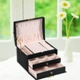 thumbnail image 1 of tredstone 3 Layer Jewelry Box Removable Dividers Case 36 Ear Studs Waterproof Black, 1 of 8