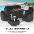 thumbnail image 2 of 8 Piece Patio Furniture Set with 44" Propane Gas Fire Pit Table, Outdoor Sectional Conversation Set Wicker Rattan Sofa Set with Coffee Table, 2 of 7