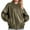 Army Green, variant on Women Leather Jacket Oversized Faux Casual Zip Up Motorcycle Jackect