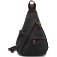 thumbnail image 1 of (Negro) Bolso de pecho retro Mochila para hombre y mujer Bolso bandolera de lona Bolso bandolera para negocios Universidad Escuela Ciclismo Camping Viajes, 1 of 5