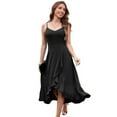thumbnail image 6 of UoCefik V Neck Formal Wedding Guest Bridesmaid Dresses for Women 2025 Ruffle Sleeves for Cocktail Graduation Modest Dress Black S, 6 of 8