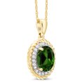 thumbnail image 3 of Gem Stone King 14K Yellow Gold Pendant 1.35 Ct Oval Green Chrome Diopside White Diamond, 3 of 5