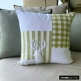 thumbnail image 7 of Holiday Throw Pillow cover, 16"x16" Green Cotton Pillowcase, Country & Farmhouse Checkered & Stiped Christmas Pillow Cover For Sofa Couch, Hotels, living Room, Bed Room - Reindeer Check, 7 of 7