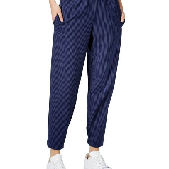 Rachel Roy Womens Pinstripe Casual Trouser Pants, Blue, X-Large